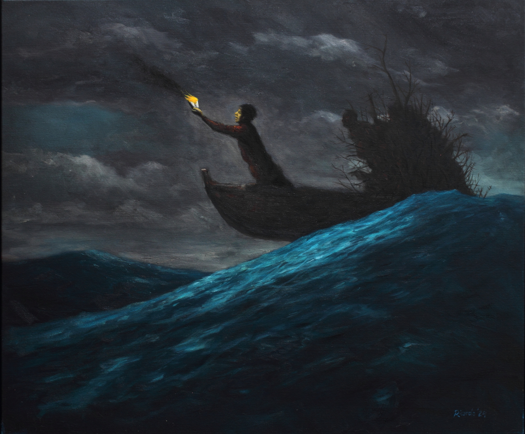 The Literated Sea-2024-76 x 91 cm-Oil on canvas