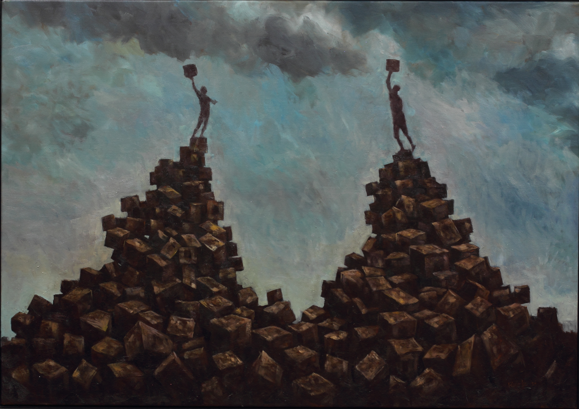 Two Stacks-2024-Oil on canvas-71×101 cm